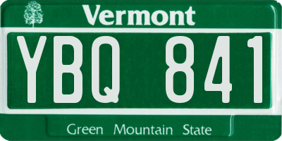 VT license plate YBQ841