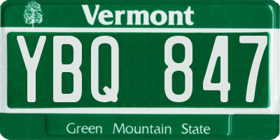 VT license plate YBQ847
