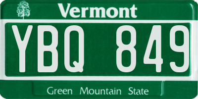 VT license plate YBQ849