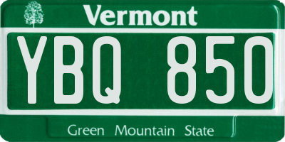 VT license plate YBQ850