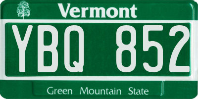 VT license plate YBQ852