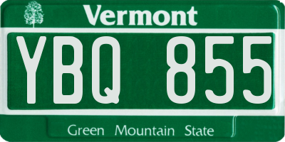 VT license plate YBQ855