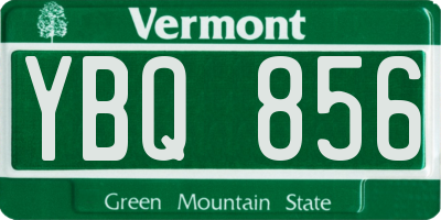 VT license plate YBQ856