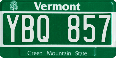 VT license plate YBQ857