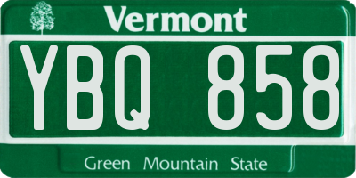 VT license plate YBQ858