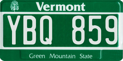 VT license plate YBQ859