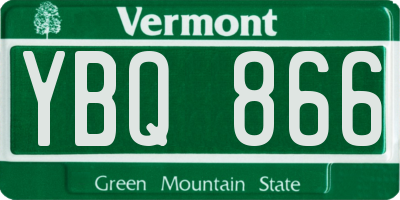 VT license plate YBQ866