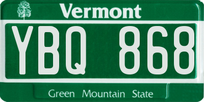 VT license plate YBQ868