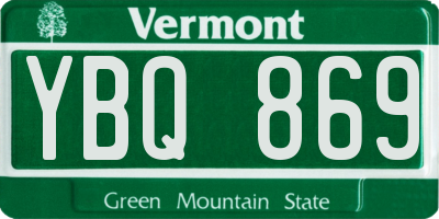 VT license plate YBQ869