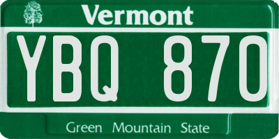 VT license plate YBQ870