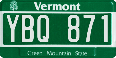 VT license plate YBQ871
