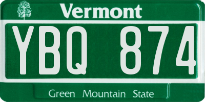 VT license plate YBQ874