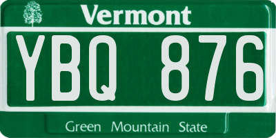 VT license plate YBQ876