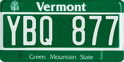 VT license plate YBQ877