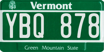 VT license plate YBQ878