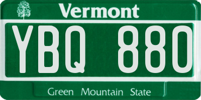 VT license plate YBQ880