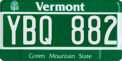 VT license plate YBQ882