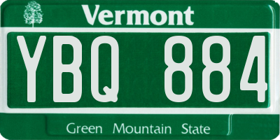 VT license plate YBQ884