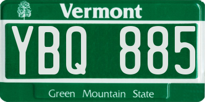 VT license plate YBQ885