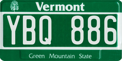 VT license plate YBQ886