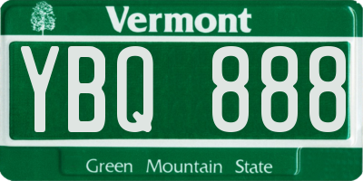 VT license plate YBQ888