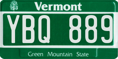 VT license plate YBQ889