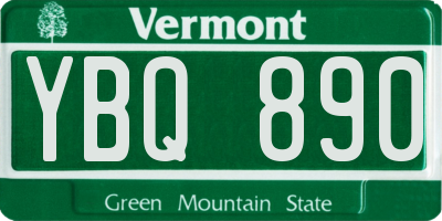 VT license plate YBQ890