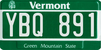 VT license plate YBQ891