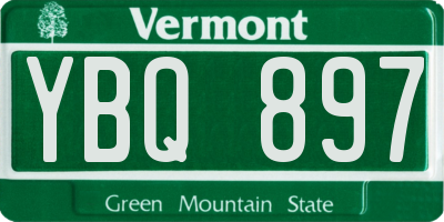 VT license plate YBQ897