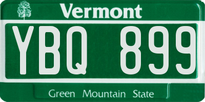 VT license plate YBQ899