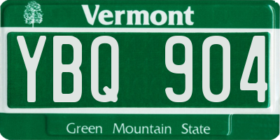 VT license plate YBQ904