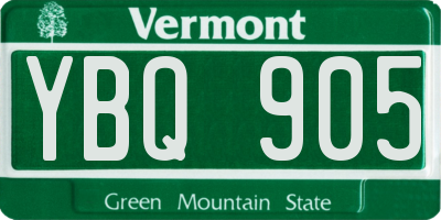 VT license plate YBQ905