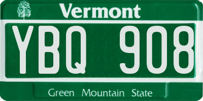 VT license plate YBQ908