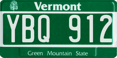 VT license plate YBQ912