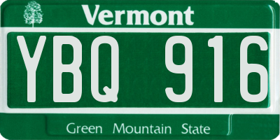VT license plate YBQ916