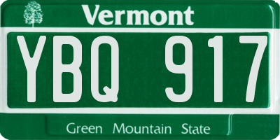 VT license plate YBQ917
