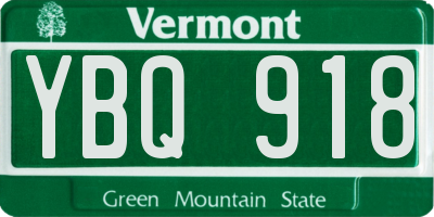 VT license plate YBQ918