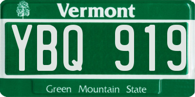 VT license plate YBQ919