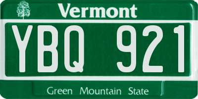 VT license plate YBQ921