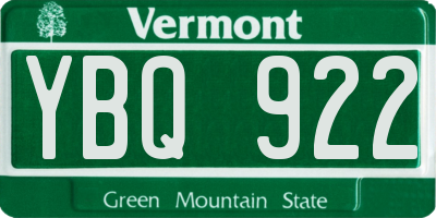 VT license plate YBQ922