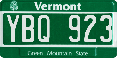 VT license plate YBQ923