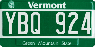 VT license plate YBQ924