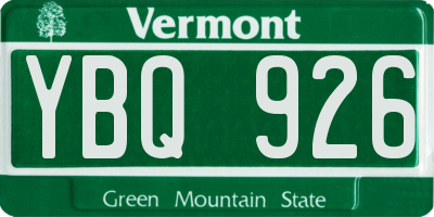 VT license plate YBQ926