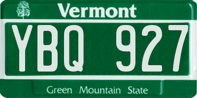 VT license plate YBQ927