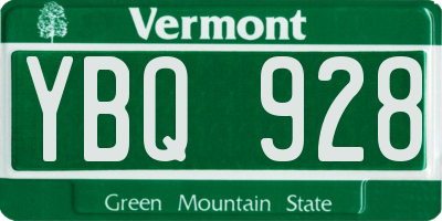 VT license plate YBQ928