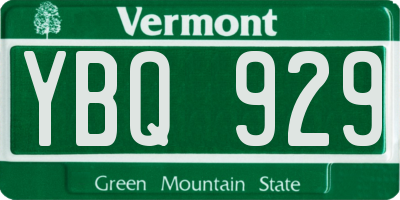 VT license plate YBQ929