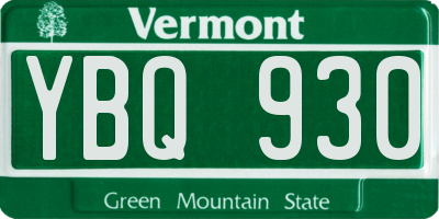 VT license plate YBQ930