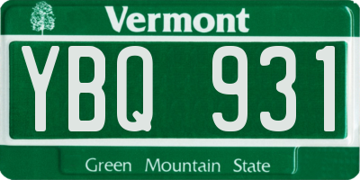 VT license plate YBQ931