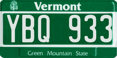 VT license plate YBQ933
