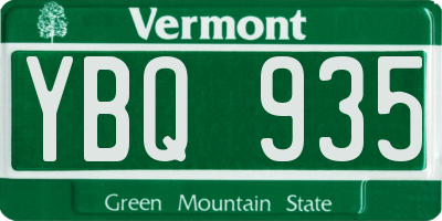VT license plate YBQ935
